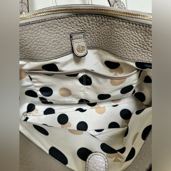 Kate Spade Grove Court Lainey Grey Pebbled Leather Satchel. 15 by 11 by 4.5 - Picture 9 of 15